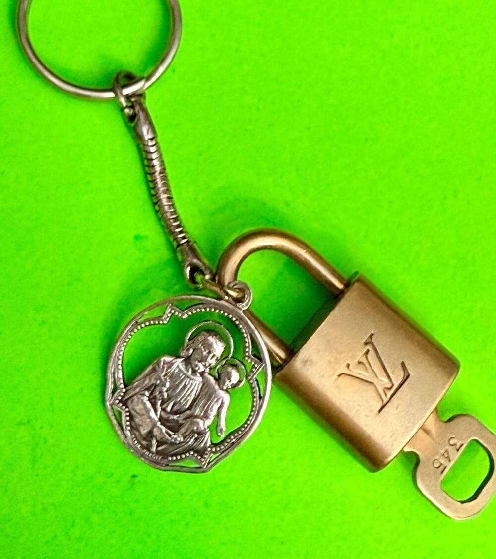 Authentic Louis Vuitton Padlock & Key #345 Repurposed Keychain Bag Charm